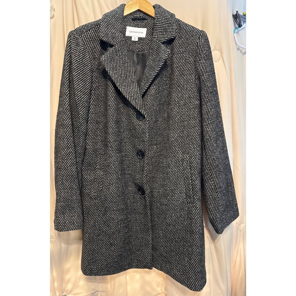 NEW NWT XL Liz Claiborne Peacoat Buttons Up MSRP $220 Knee Length
